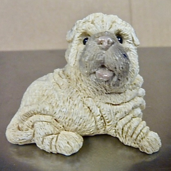 Sharpei Dog Stone Critter Littles Collectible Ceramic Figurine Vintage - Picture 1 of 4